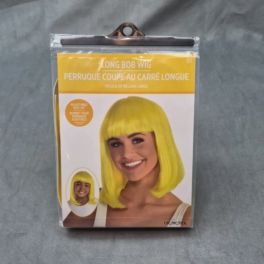 Yellow Long Bob Wig Fancy Dress Halloween Adult Kids Costume Accessory Amscan